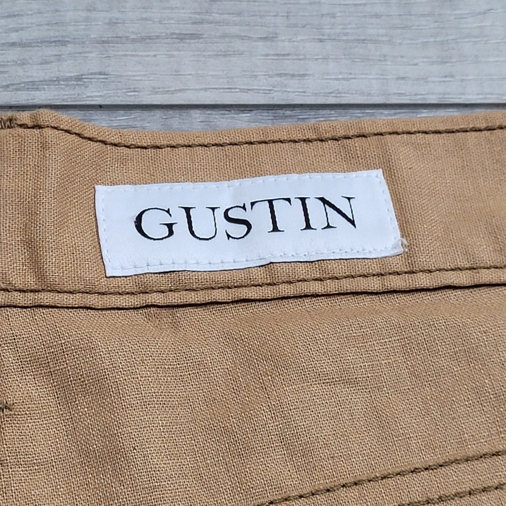 👖Gustin Pants Mens 36x29 Mustard Linen Chino Straight #21‎ Button Fly Made USA - Picture 5 of 15